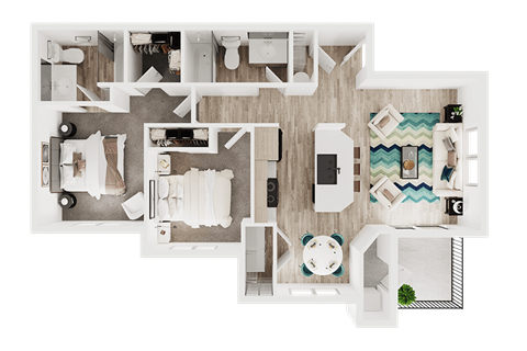 Two bedroom floor plan l Spencer Place Apartments in Post Fall, ID 